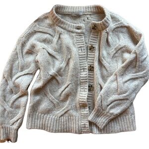 Madewell Aviva Cable Cardigan 
Heather Powder Cozy Cream Cable Knit Sweater XXS